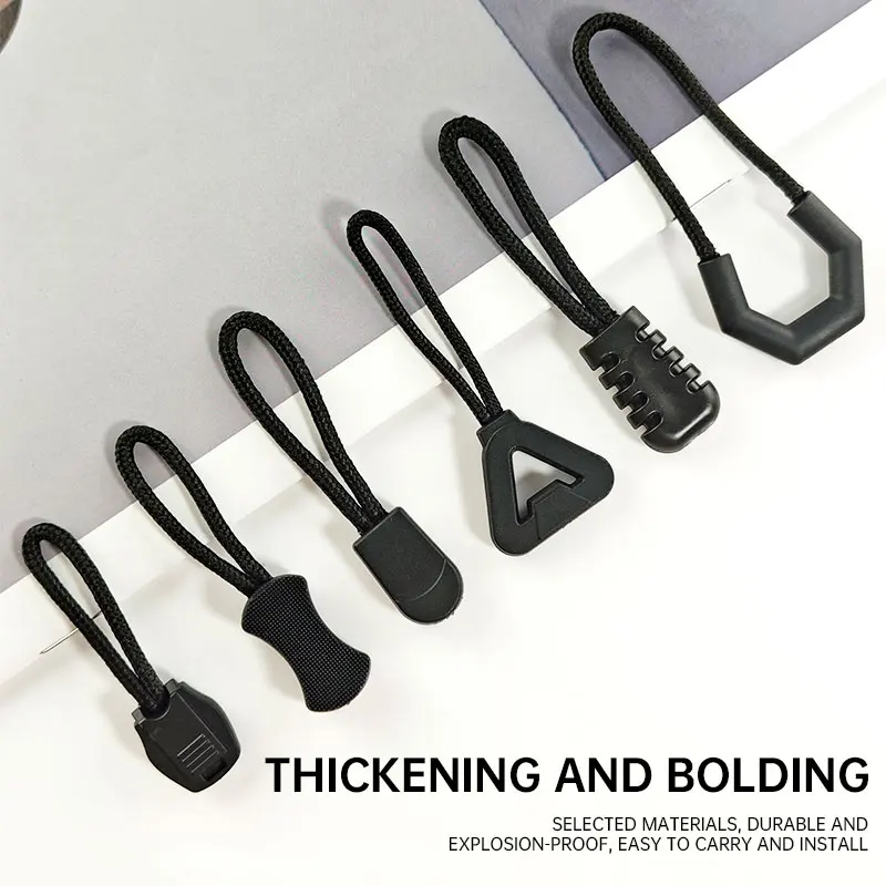 Custom Thickened Plastic Zipper Pull Tail Rope Injection Molding Head Buckle for Luggage Clothing and Accessories