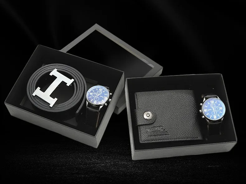 hot selling popular watch with belt birthday gift set for men