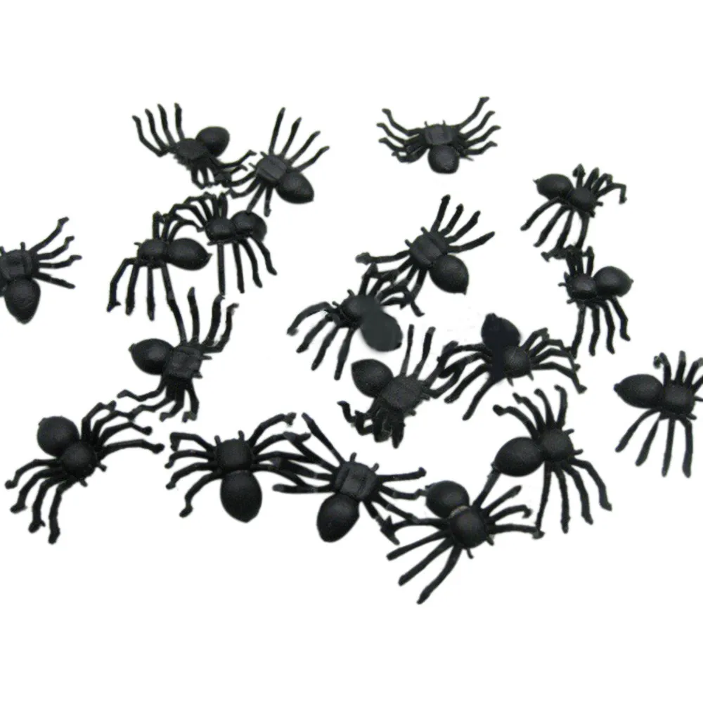 Halloween Decorative Luminous Spiders Small Black Plastic Fake Spider Glow In Dark Toys Funny Joke Prank Realistic Props
