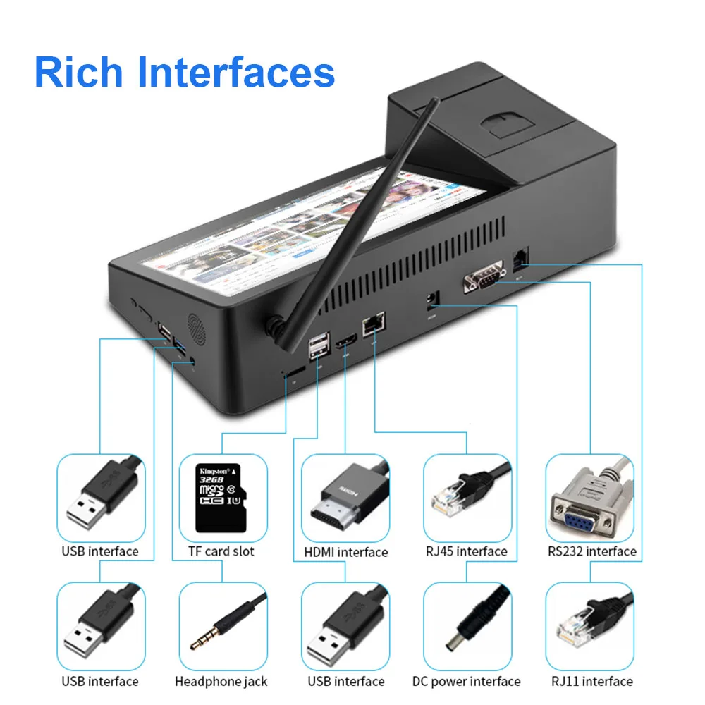 Профессиональный дизайн X3 Портативный сенсорный принтер qr-кода pos Компьютер терминал ЖК-дисплей клиентский дисплей