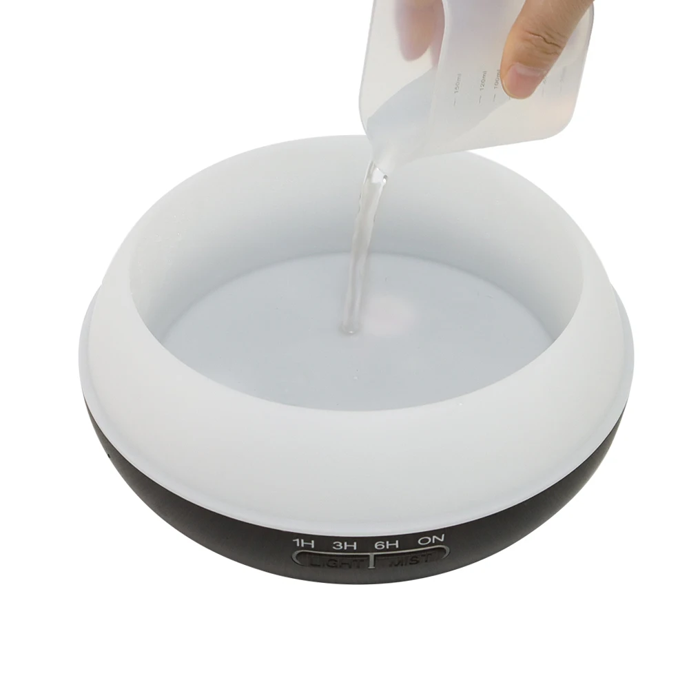 top seller 550ml ultrasonic aroma diffuser Wood Grain Cover Ultrasonic Humidifier 7 Color Led Aroma Oil Diffuser For Office