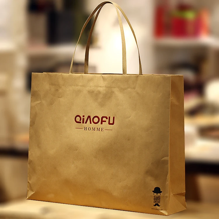 Customized Printed Logo White And Black Brown Kraft Craft Paper Shopping Bag With Your Own Logo Kraft Paper Bag With Handle