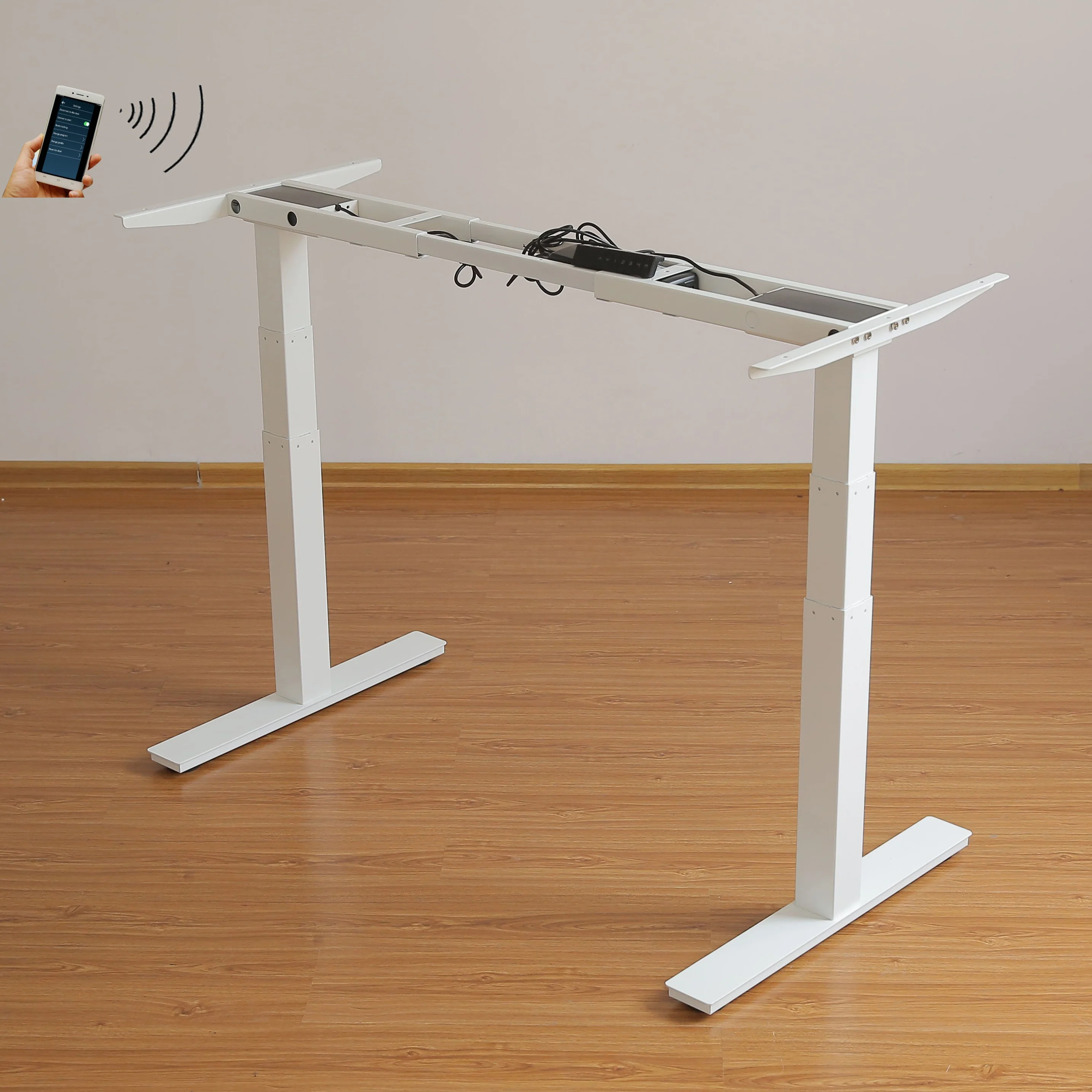 Home Office Work Remote Memory Control Motorized Dual Motor Blue Tooth Electric Height Adjustable Desk Frame Sit Stand Lift Desk