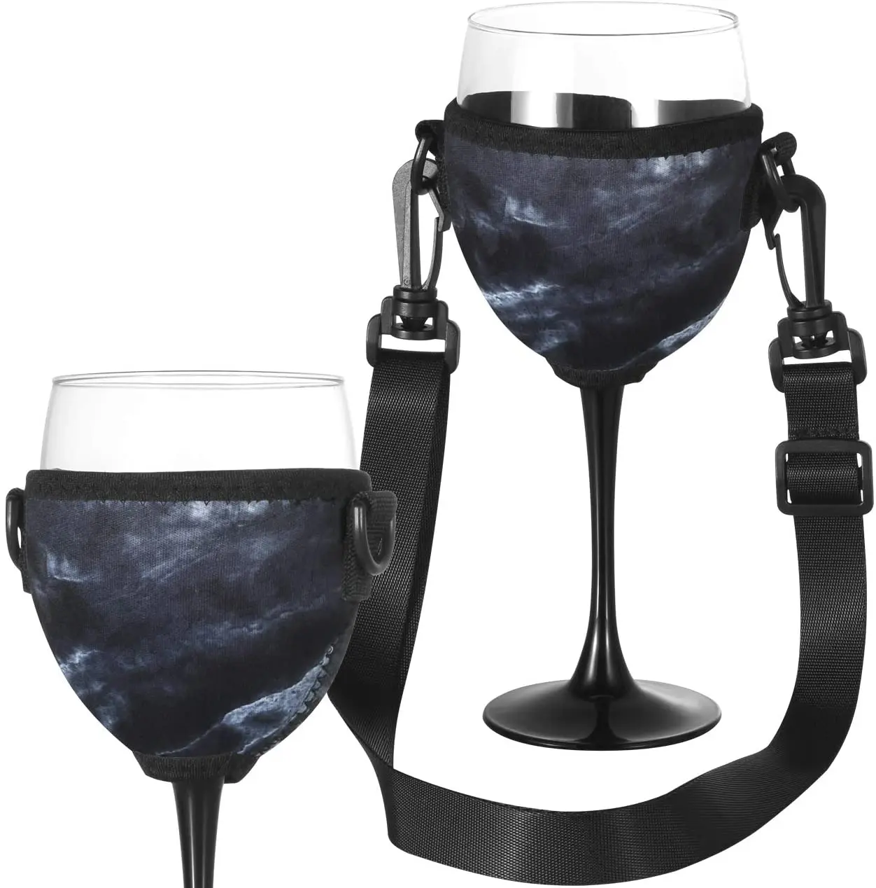 Wine Glass Insulator Drink Holder Neoprene Sleeve with Adjustable Neck Strap For Wine Walk