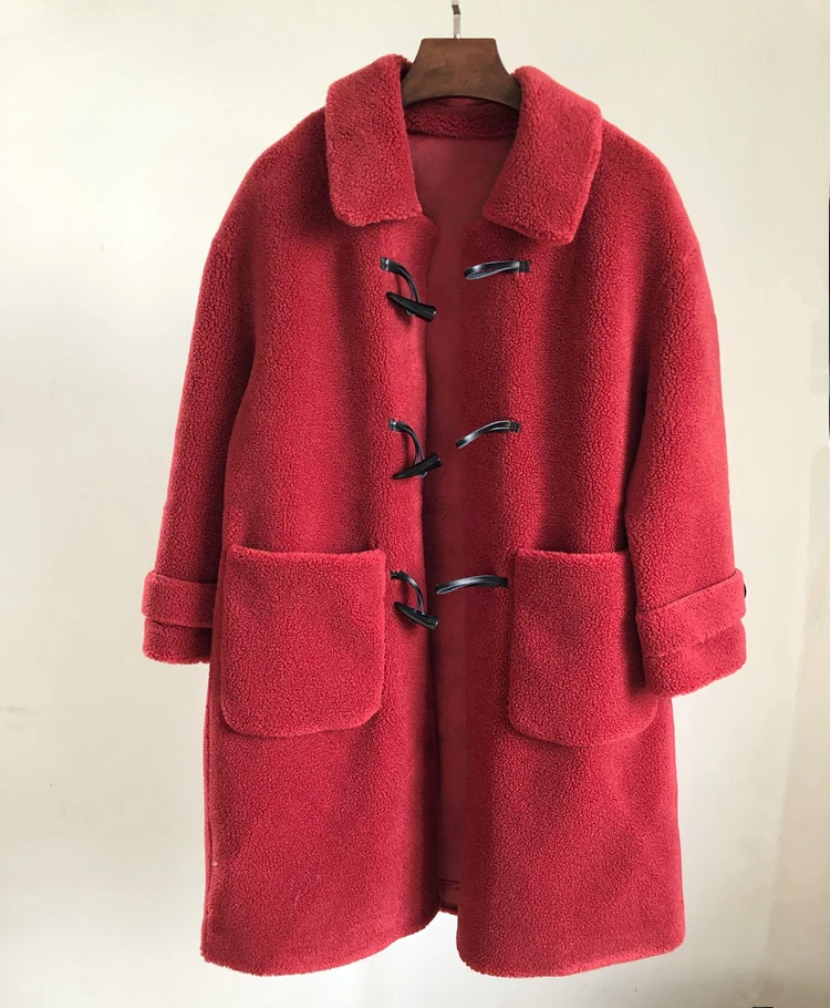 
Women Genuine Long Shearling Sheep Fur Jacket with Chammy Lining Lamb Fur Coat Winter 