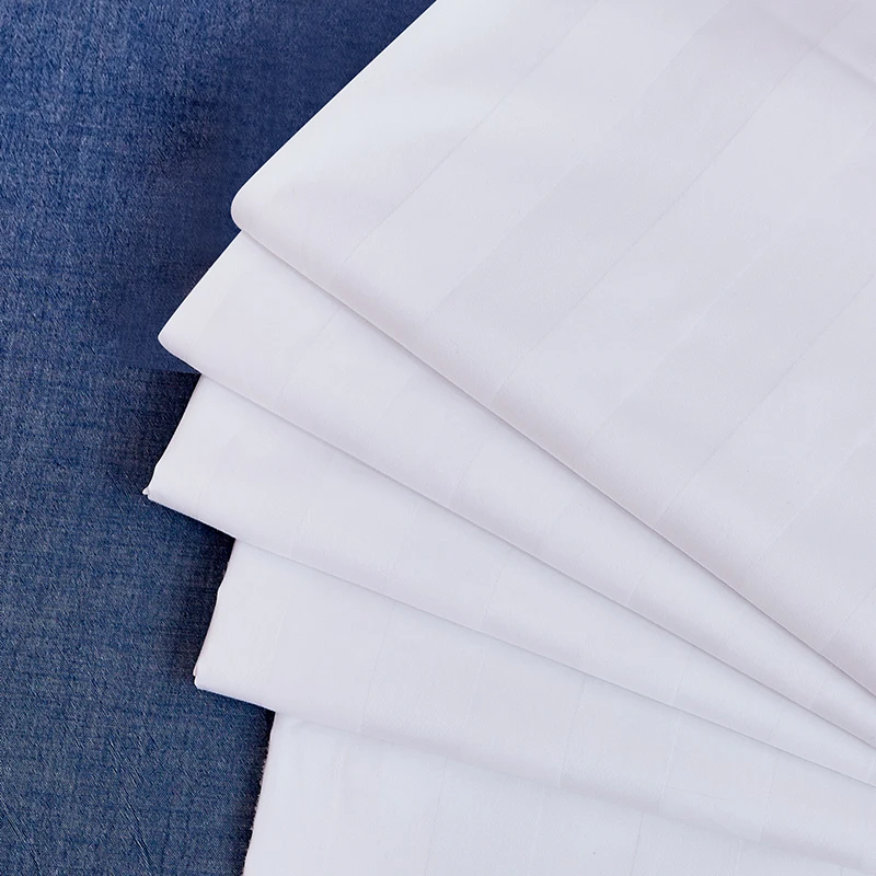 Hotel polycotton fabric satin striped 1cm 3cm fabric roll