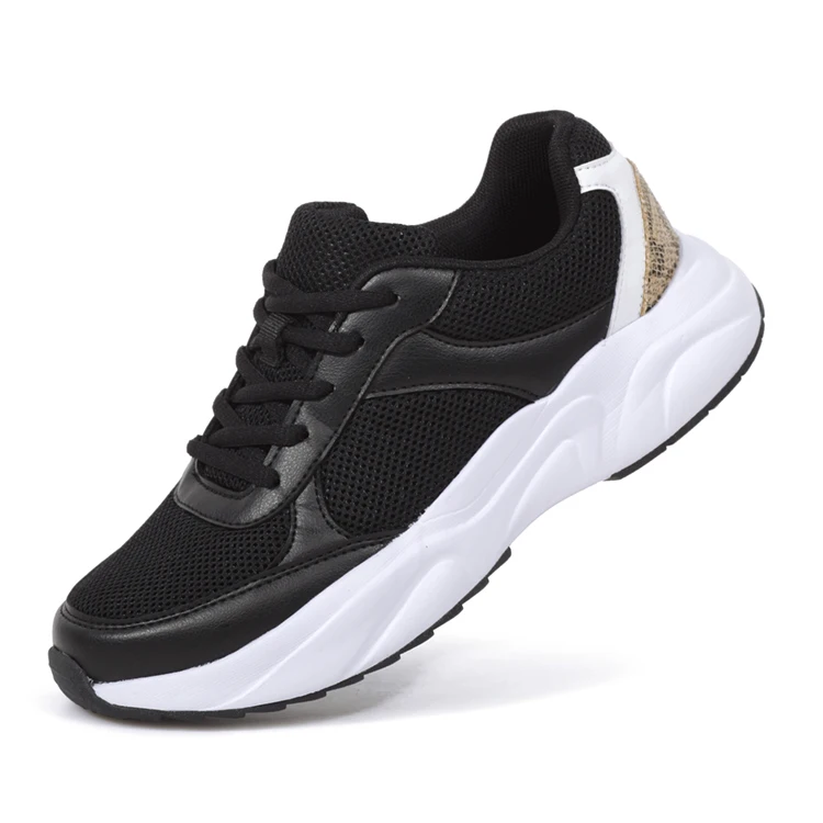 Good quality fashion casual running shoes womens black sneakers