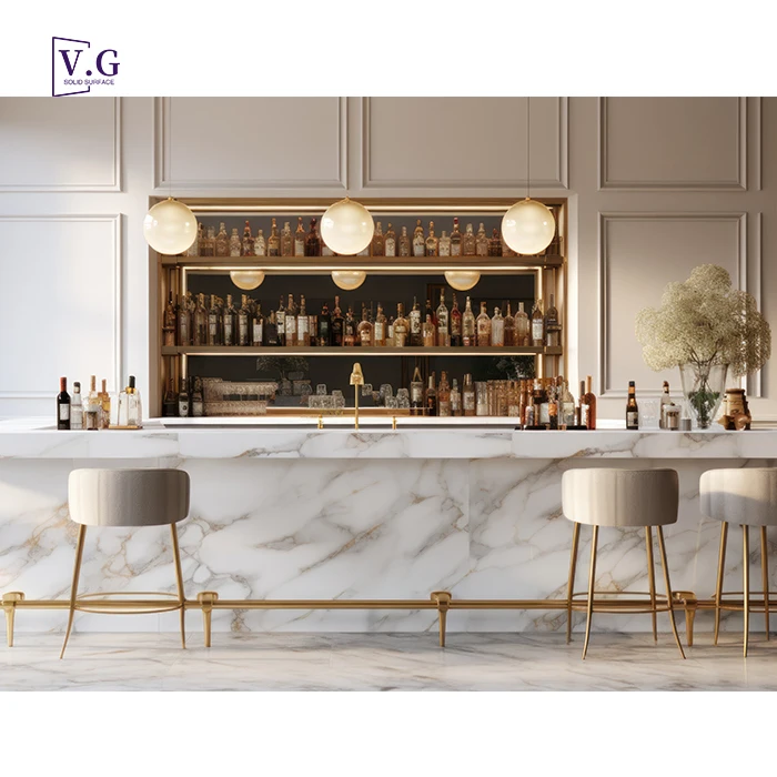 customize best luxury restaurant bar counter solid surface marble semi circle bar counter cafe bar counter design