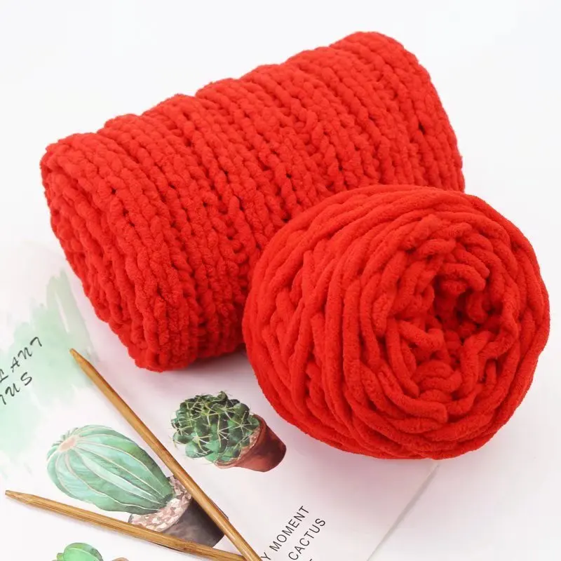 High Quality 2cm Giant Tube Yarn DIY Arm Knitting Throw Blanket Chenille Chunky Yarn