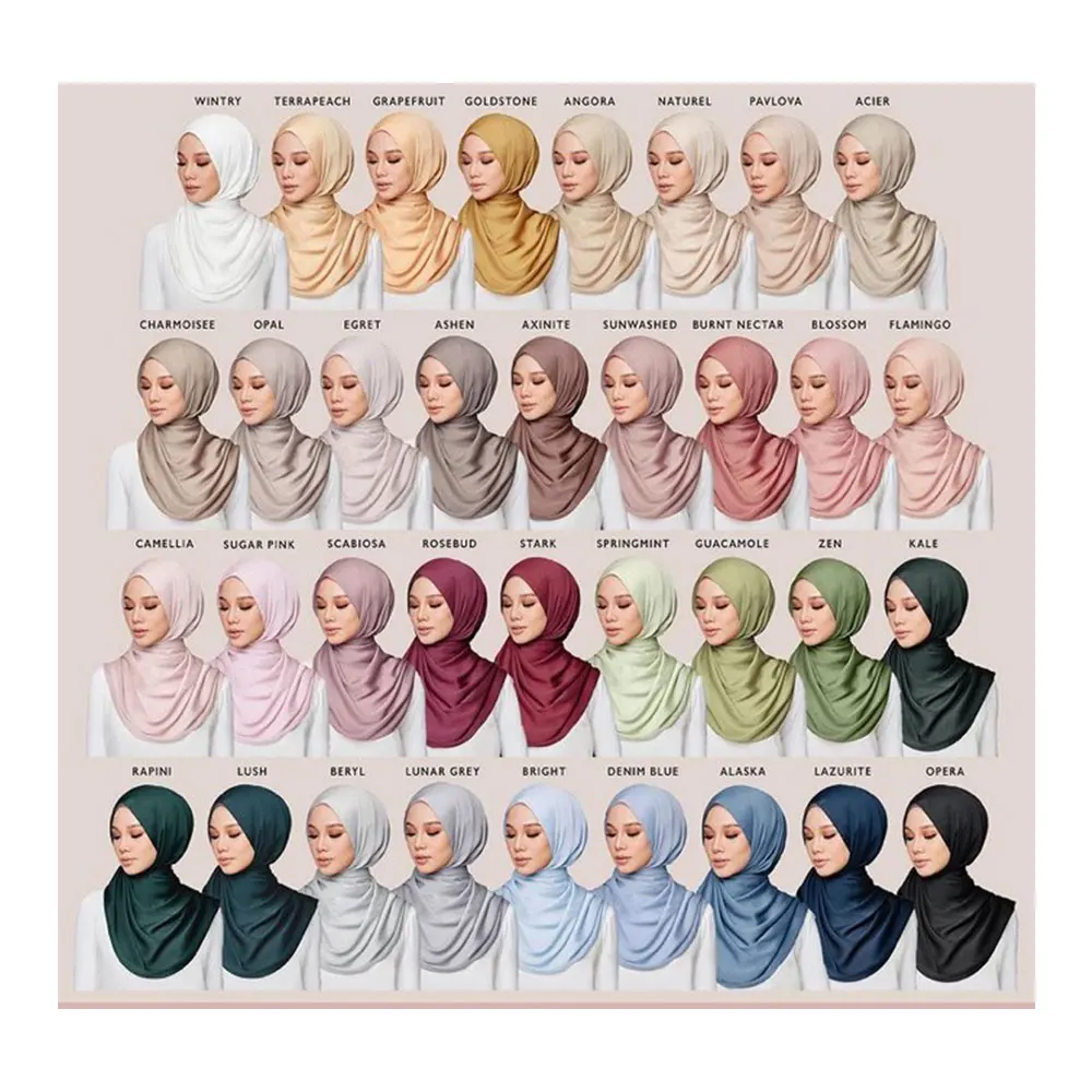 Malaysia hot selling premium Wholesale Women Muslim Textured satin Silk Hijabs satin shawl hijab Soft Silk Scarves