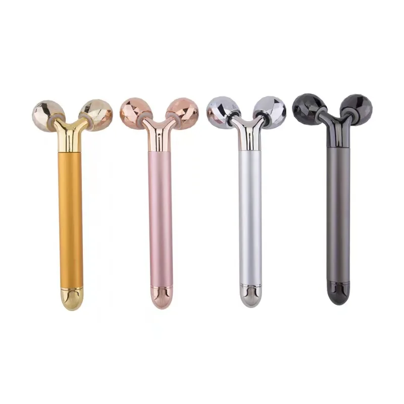 2 In 1 Energy Beauty Bar Face Massager 24K Golden Pulse Vibrating Face Massager Facial Lift Tool Electric 3D Roller