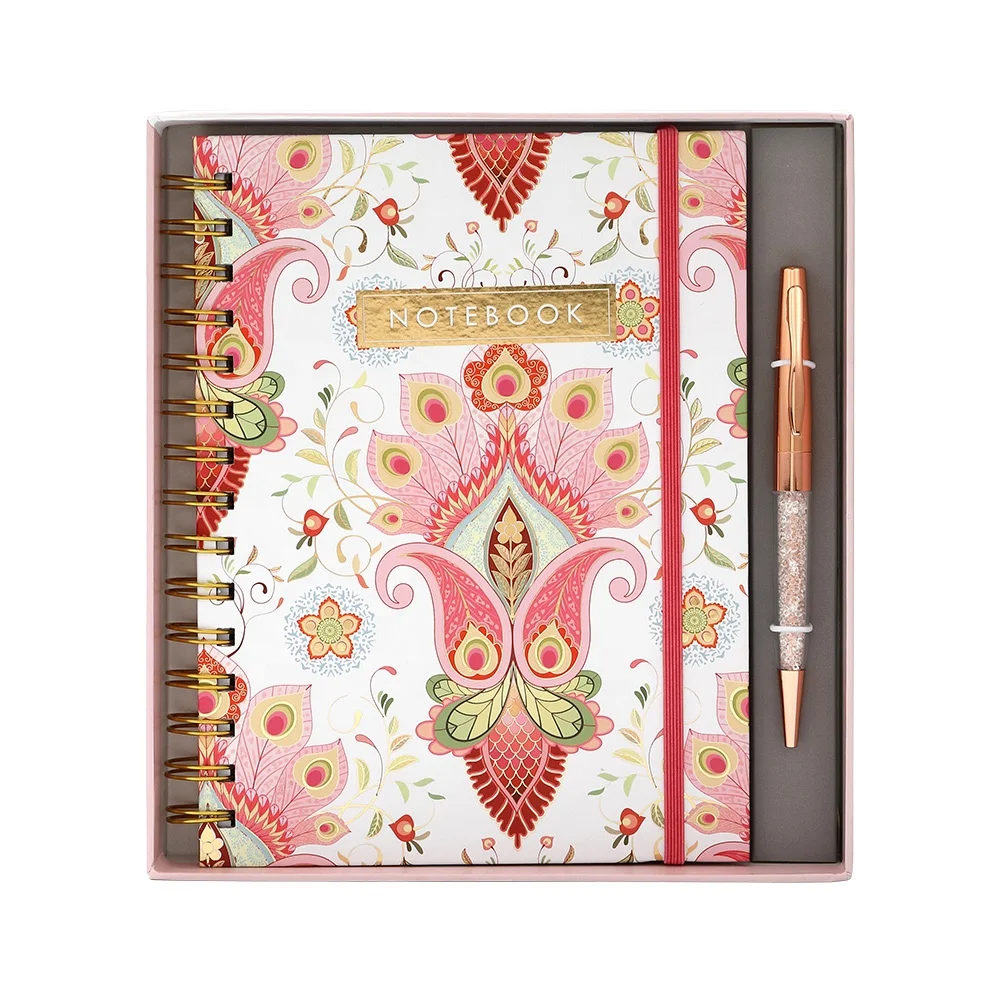
Custom Luxury Paper Office Pink Fancy Stationery Products Gift Set, China Wholesale Notebook And Pen Stationery Set for Girls 