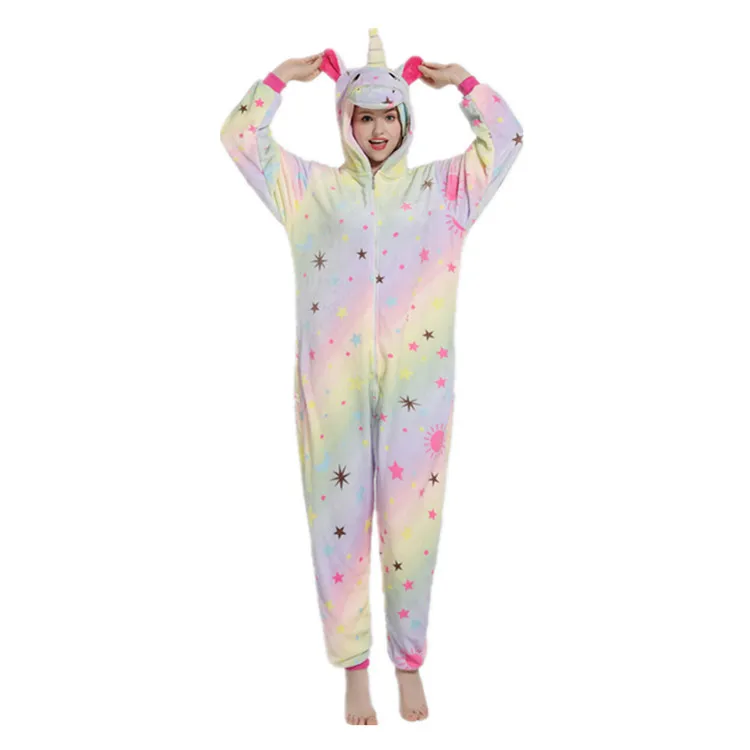 
Dropshipping Unisex Anime Cosplay Costume Animal Unicorn Flannel Pajama Onesie Christmas Sleepwear Pajamas Party 