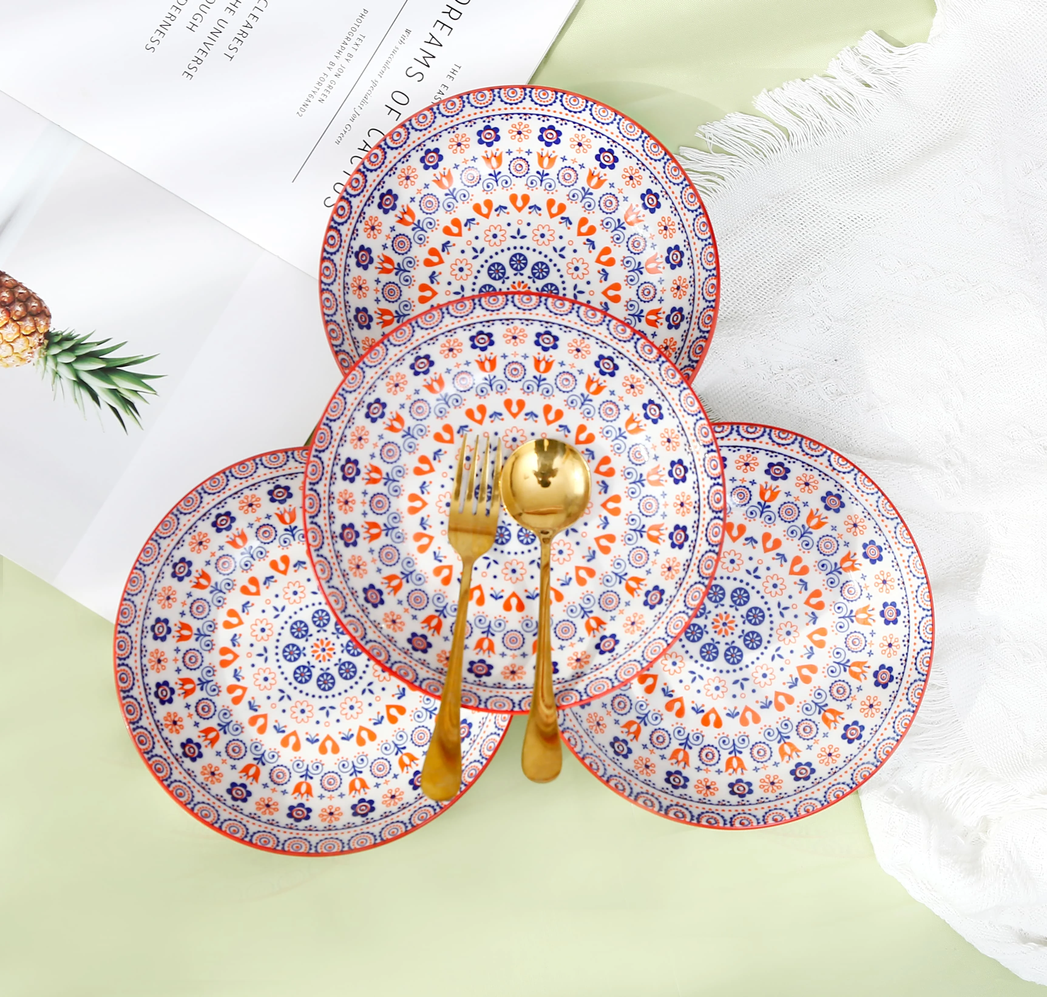 Elegant Custom Ceramic Dinner Set Heat Resistant Microwave Safe Plate Dish Sustainable Tableware