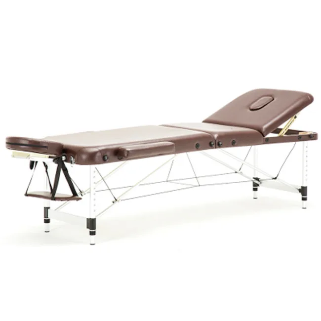 Hot sale portable low height 3 section aluminium beauty massage spa table bed