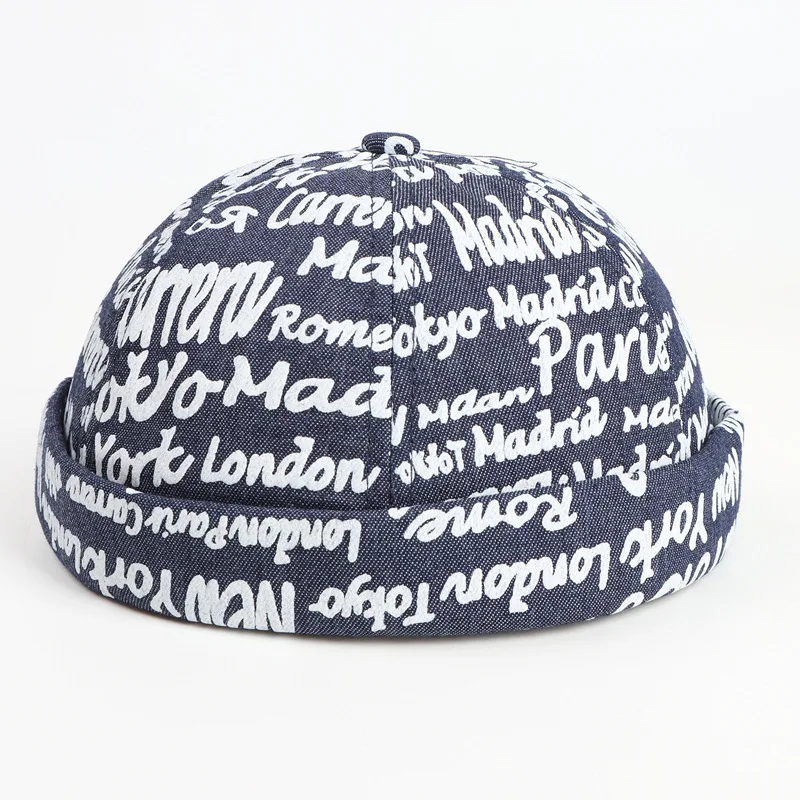 European and American new printed graffiti letters skullcap hat men street fashion hip hop watermelon round beanie hat