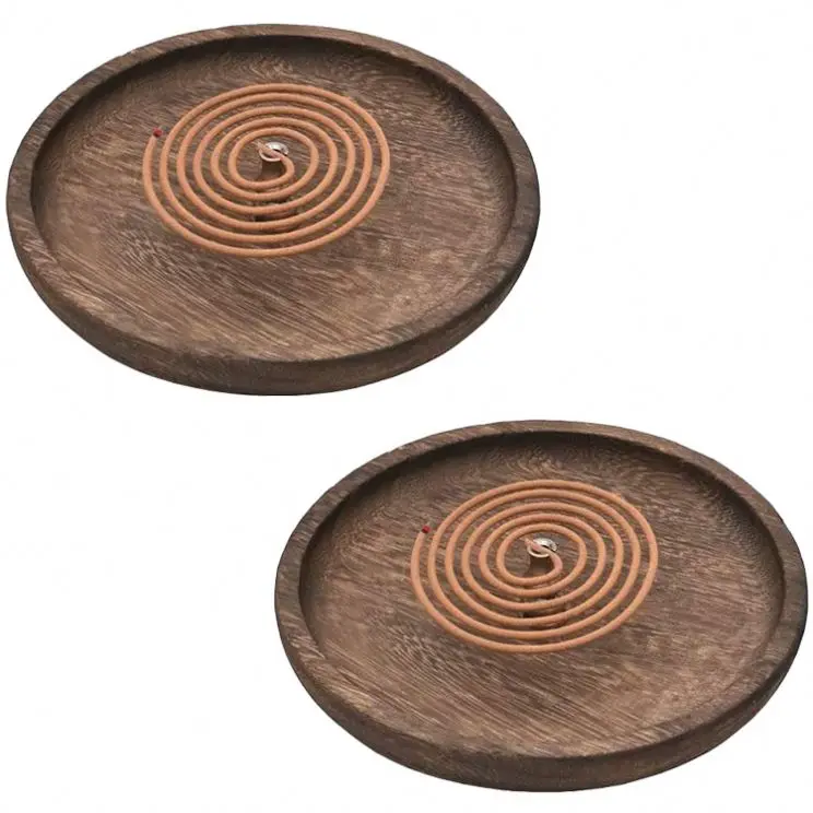 Variegated brown finish incense burner stick holder with plate joss stick round incense stick holder