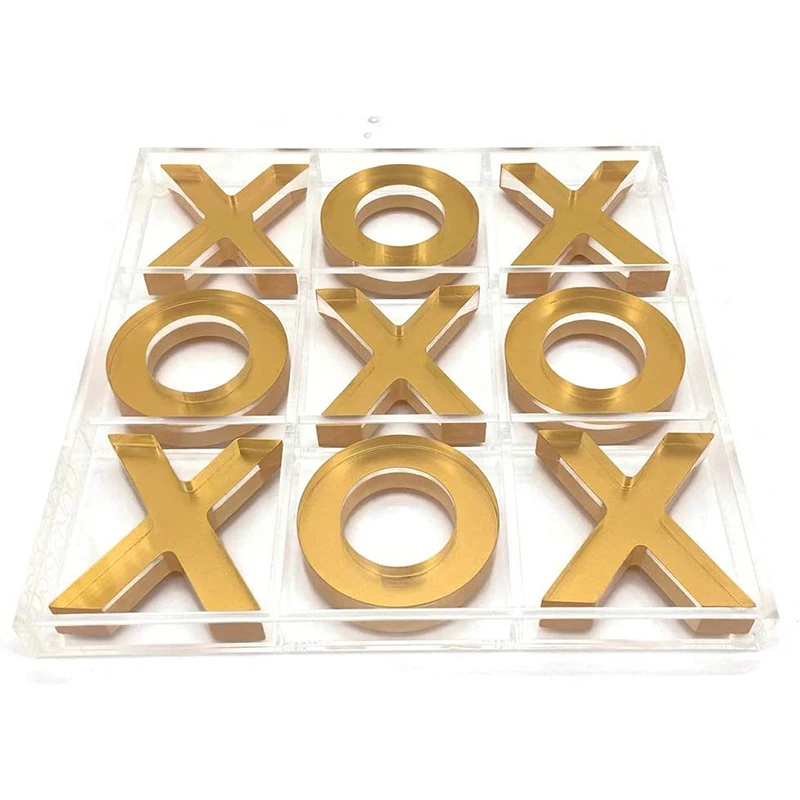 Luxury Clear Gold Color Custom High Quality Acrylic Tic Tac Toe Game Set