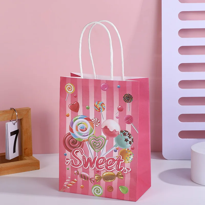Wholesale candy gift bags business holiday party decorative bags with handles paper bags
