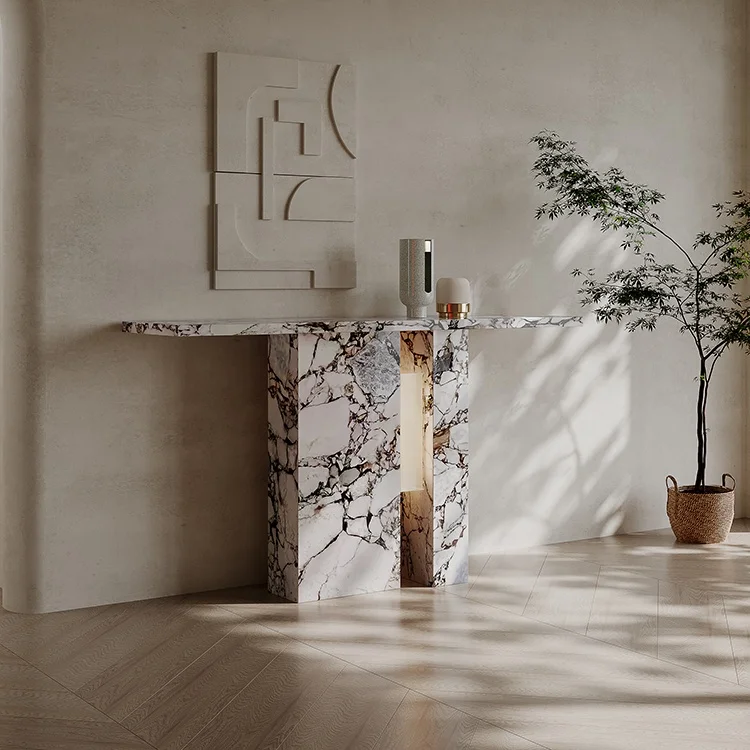 luxury living room furniture wall console table natural marble design home decorative console table