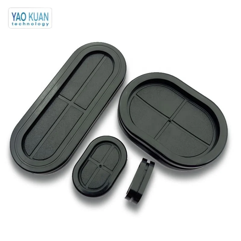 Groove Black Synthetic Rubber Oval Shape Double-Sided Wires Grommet Gaskets Protector Rings