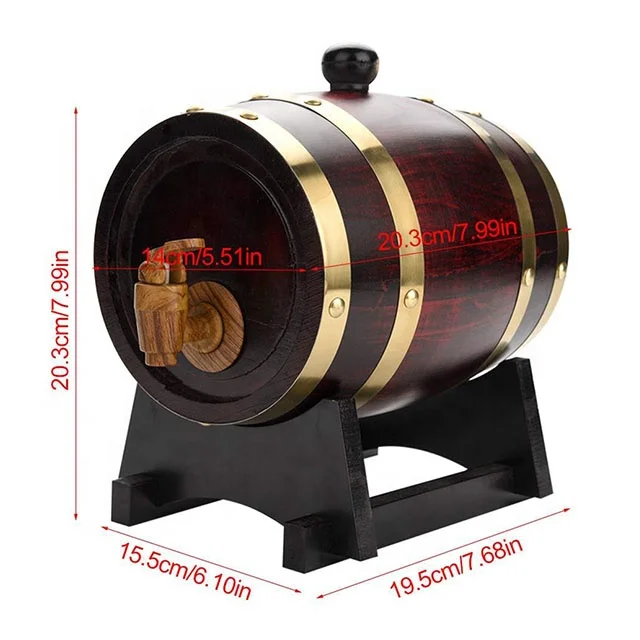 
Custom brown color 5 litre oak wooden barrel Wholesale IBEI products storage packaging beer and red wine keg 