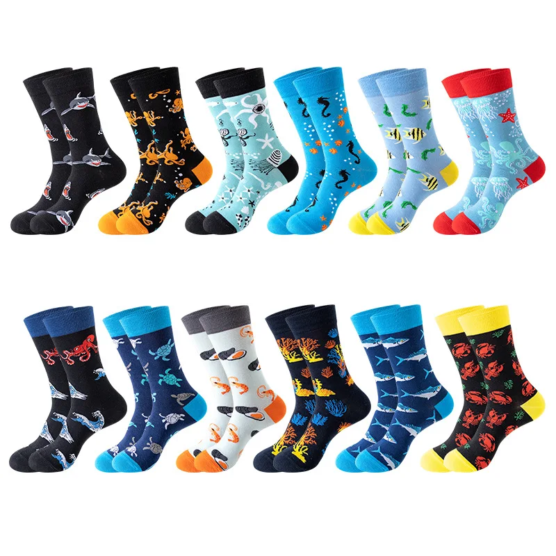 Custom New Design Cotton Made Men Dress Novelty Fashion Funny Colorful Custom Crew Socks For Four Seasons
