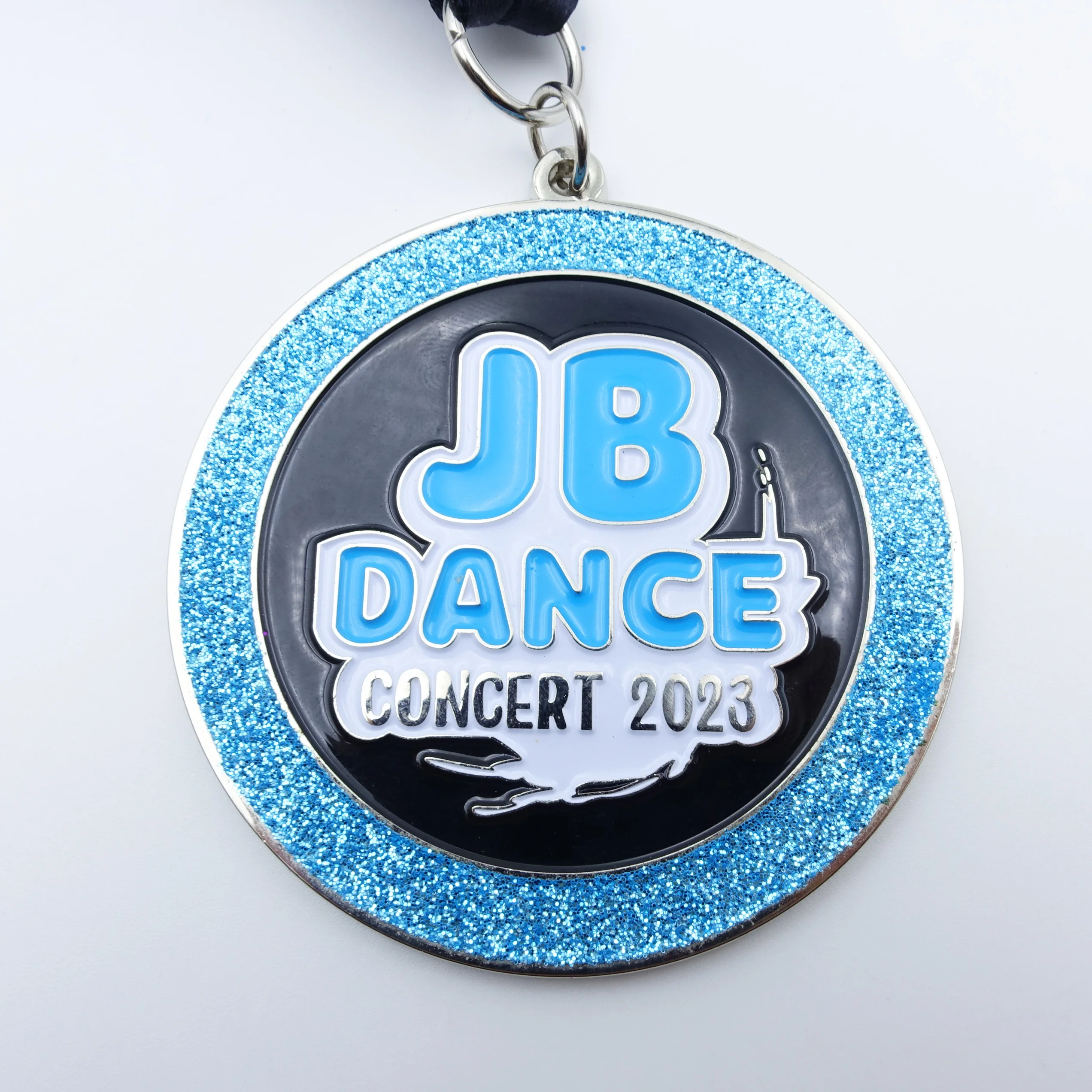 Glitter Medallas Wholesale Custom Made Gold Plated Metal Medal with Sublimated Ribbon school graduation cap glitter powder medal