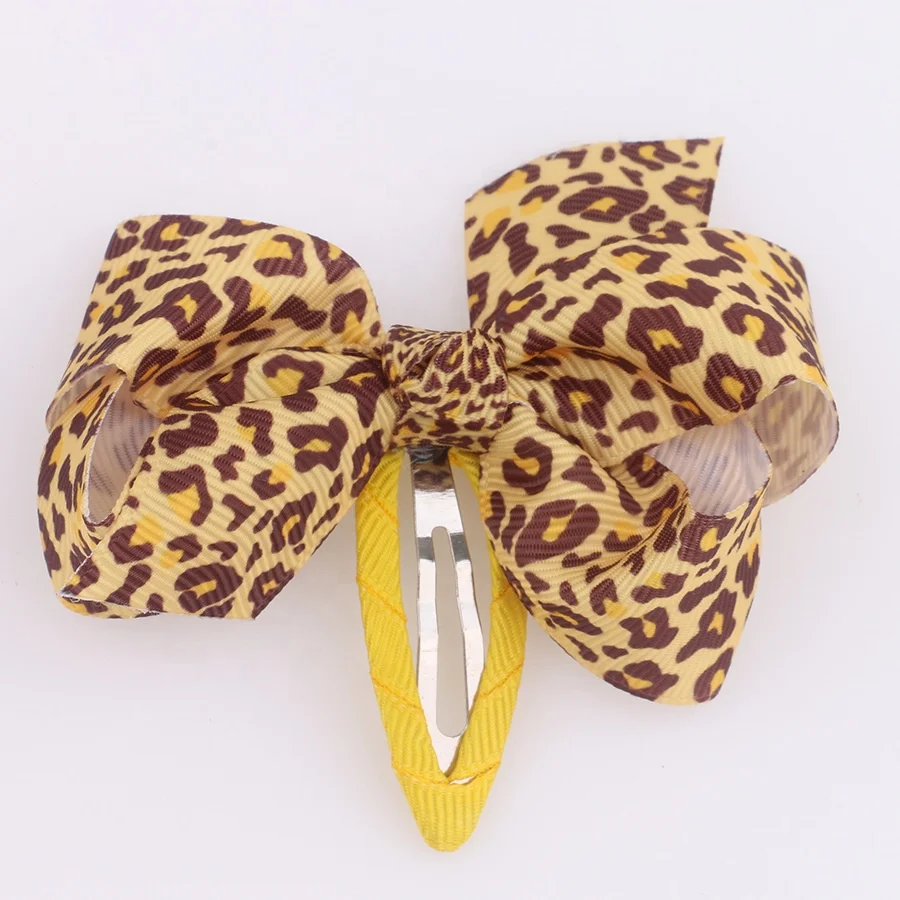 Ziming New Kids Leopard Fabric Big Bow And Rabbit Ears Hair Clip Bobby Cute Princess Wing Hairpin Multiple Colors Stock