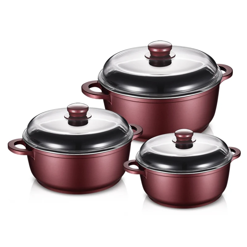 ASD 6 Pcs Dutch Ovens Non Stick Cookware Set Casserole Cooking Set Die Cast Aluminum Soup Pots and Pans Induction Cooker