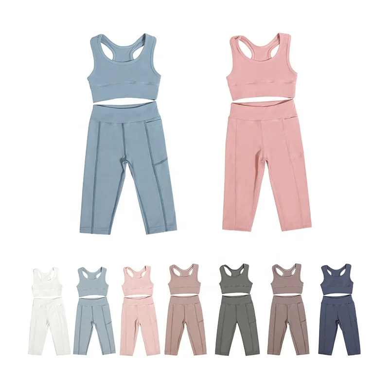 2024 Global Hot Sales  Fitness Running Tennis Yoga Gym Clothes Athletic Dry Quickly Baby Girls Yoga Sets
