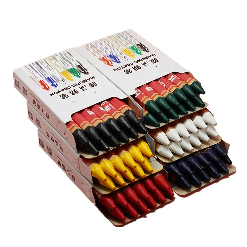 Yellow Black Red White Wood Lumber Industrial Marking Wax Crayons Set with Custom Logo
