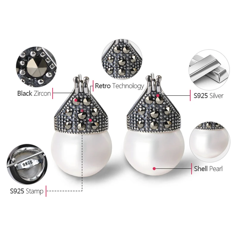 lotus fun Fashion Silver Jewelry Custom 925 Sterling Silver  Natural Pearls Handmade Earring Wedding fine jewelry for women