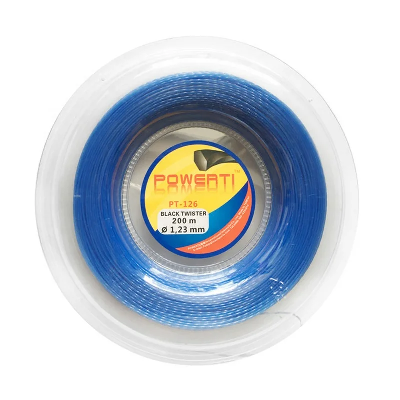 
POWERTI Twister Twist Polyester Tennis Racket String 200m Reel 1.23mm Tennis Racquet String Durable Gym Training String 