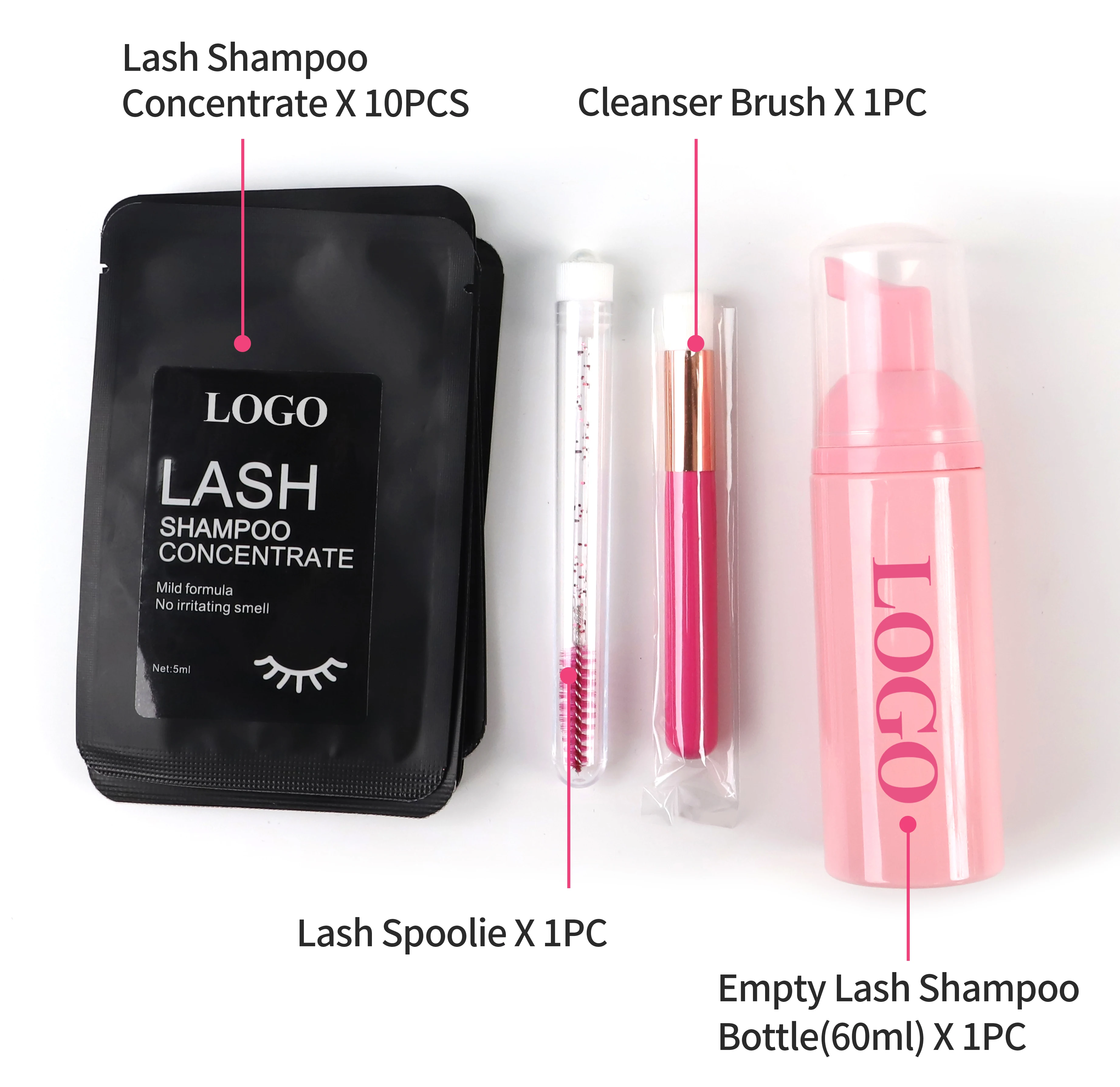 New Arrival Eyelash Lash Cleanser Shampoo Concentrate Lash Extension Foam Shampoo Kit with Logo