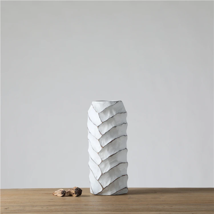 Wholesale tall white abstract resin floor flower vase for home decoration