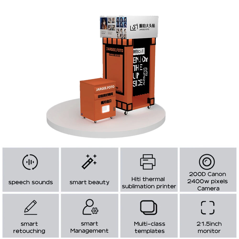 Commercial Portable Instant Photo Printing Machine Stand Photo Booth With High-angle Camera