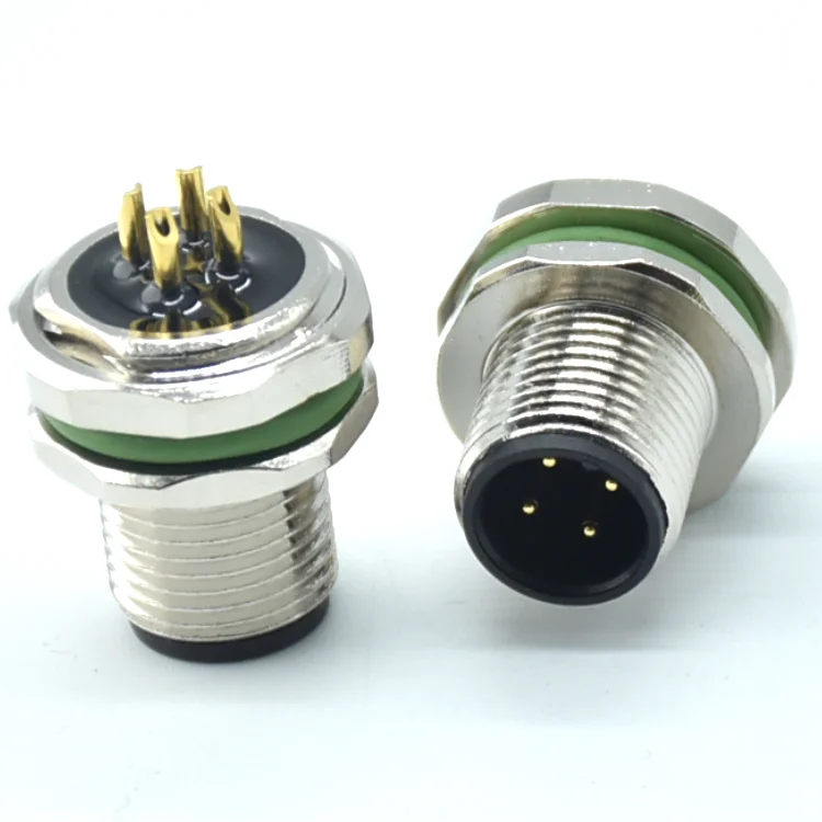 High quality Chinese factory rear fastened socket M12 waterproof 4p connector