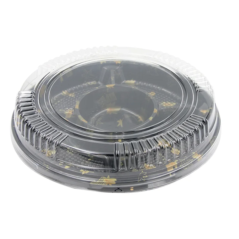 Disposable BOPS Round To Go Sushi Takeaway Container Plastic Food Packaging Boxes Trays With Lid