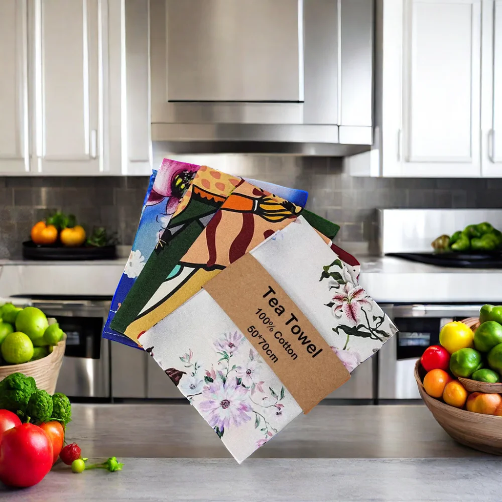 Custom Digital Print Flour Sack Tea Towel for Kitchen Design Your Own Product