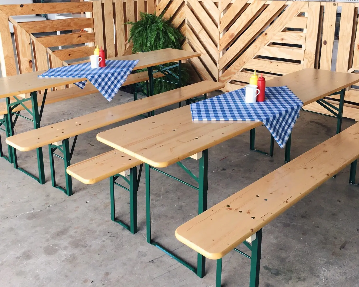 Outdoor Plastic Patio Wood Picnic Beer Garden Portable Folding Table And Chair Set
