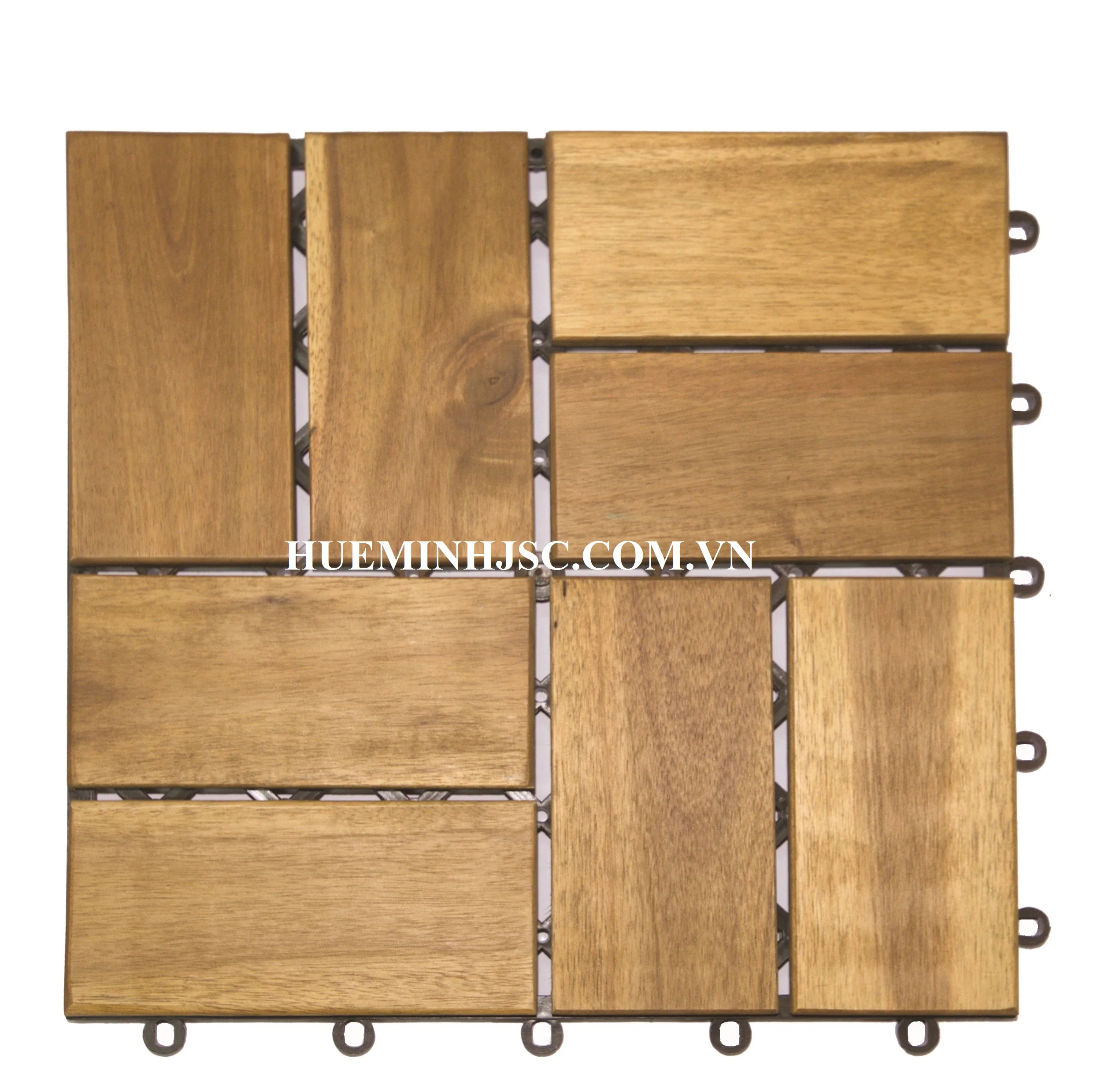 Interlocking Wood decking Tiles with Plastic Base Acacia wood from Vietnamese plantations easy to assemble