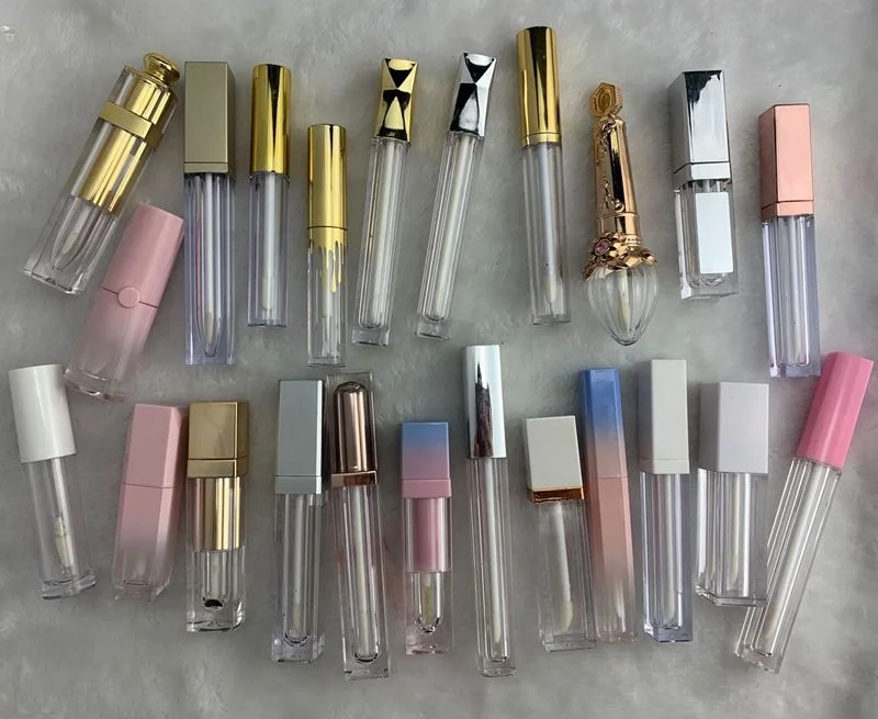 
Custom Logo Clear Lip Gloss Tubes Packaging Private Label Rose Wand Square Tube Container with Applicator 