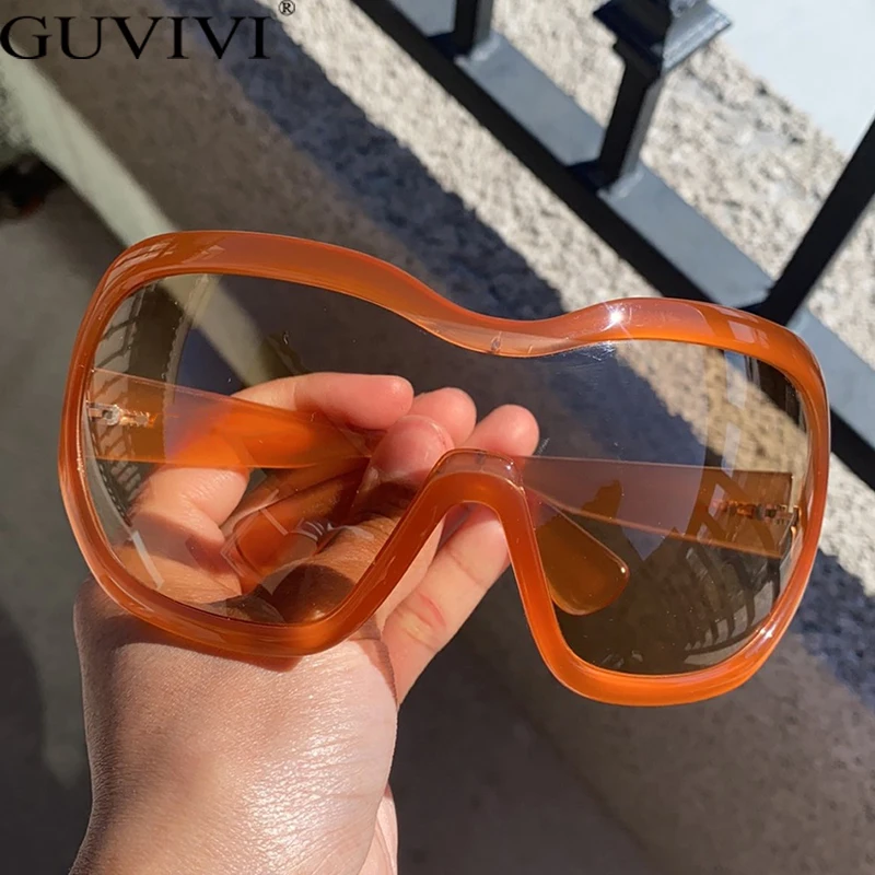 New One Piece Sunglasses Women Men UV400 Punk Irregular Mask Sun Glasses Luxury Brand Designer Wrap Around Oversized Sunglasses