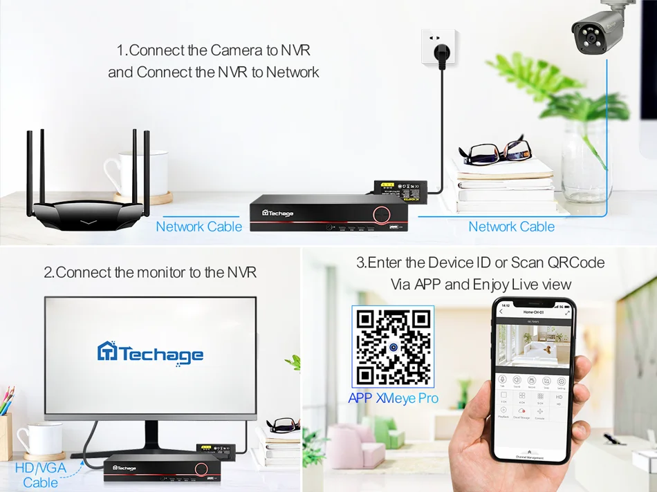 Techage H.265 IP66  High Quality 8CH Security Camera System Nvr Two Way Audio 8MP 4K Surveillance System CCTV