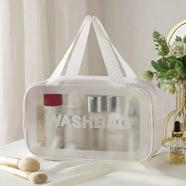 Cosmetic Tote Bags Clear Black Large Capacity Tote Pouch Zipper Custom Terry Cloth Pvc Toiletry terry towling cosmetic bag