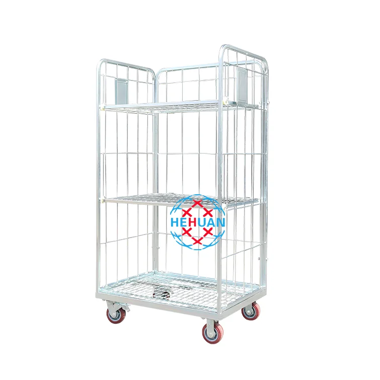 Двухслойная передвижная оцинкованная металлическая тележка для поделок с усиленным дизайном на продажу