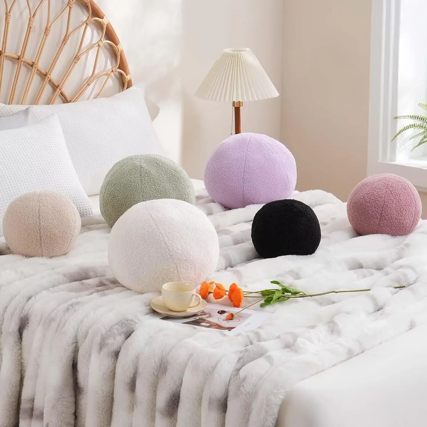 Round Throw Pillow Plush Ball Pillows Cushions Cover Manufacturer Cushion For Chair Seat Pillow