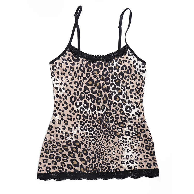 
Women Sexy Satin Backless Strappy Crop Top Leopard Printed Slim Lace Vest Top Ladies Cami Tank Top 