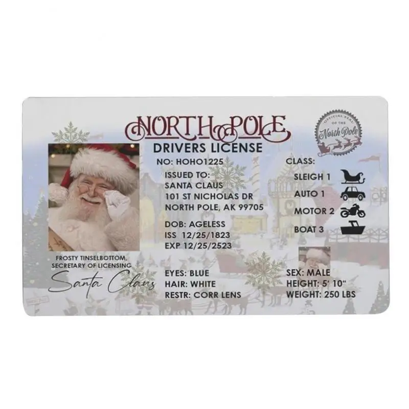 Christmas Sled Driving License Card Creative Santa Claus Lost License Card Christmas Gifts For Children